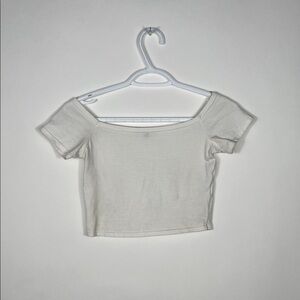 Garage White Off-Shoulder Crop Top